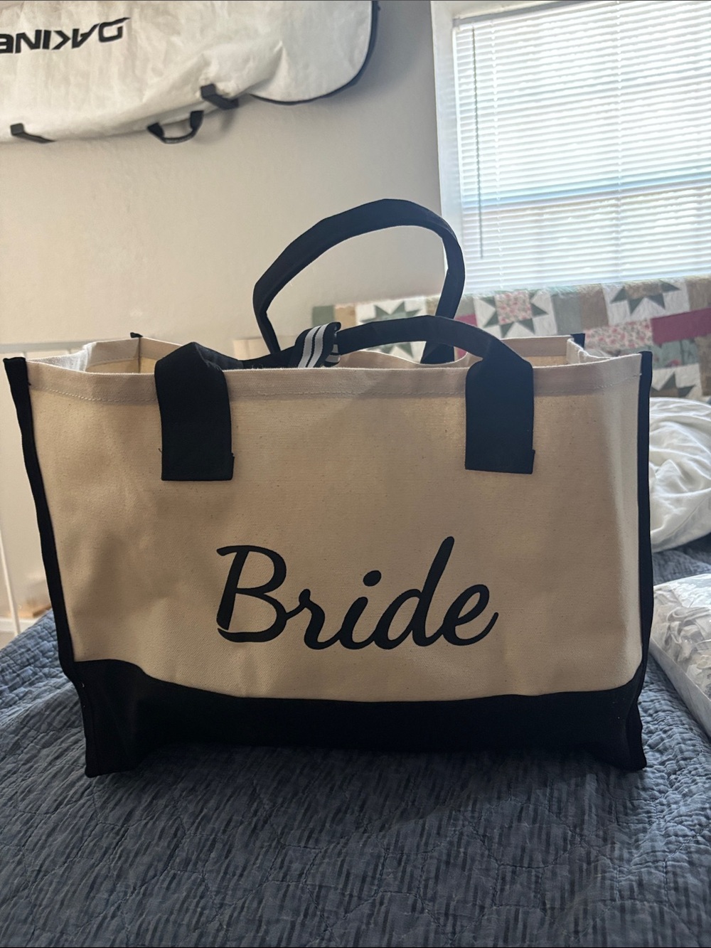 Bride Canvas Tote Bag with Black Trim